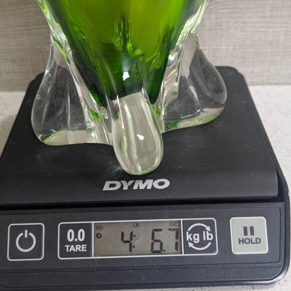 EDAG Crystal Hook and Curl Lime Green Centerpiece Art Sculpture (Murano?) - Picture 10 of 11